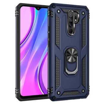 Σκληρή Θήκη Πλάτης Armor με Βάση Στήριξης για Xiaomi Redmi 9 - Χρώμα: Σκούρο Μπλέ