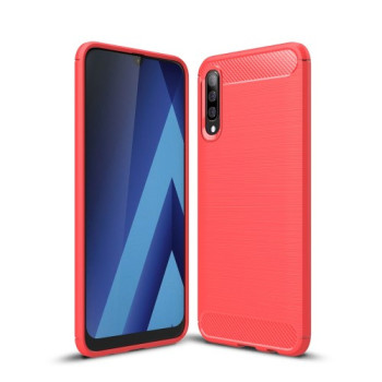 Θήκη Πλάτης Σιλικόνης Carbon για Samsung Galaxy A50 - Χρώμα: Κόκκινο