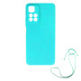 Θήκη Σιλικόνης Πλάτης με Λουράκι με Προστασία Κάμερας για Xiaomi Redmi Note 11 Pro - Χρώμα: Γαλάζιο