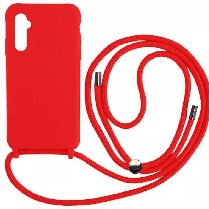 Θήκη Πλάτης Σιλικόνης με Λουράκι για Samsung Galaxy A35 5G - Χρώμα: Κόκκινο