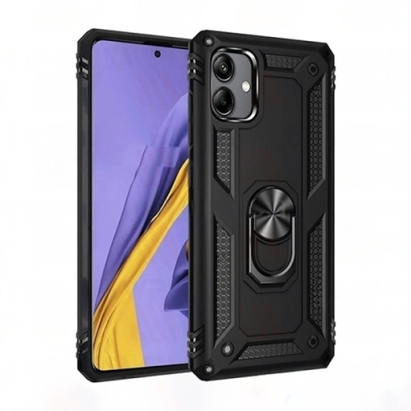 Σκληρή Θήκη Πλάτης Armor με Βάση Στήριξης για Samsung Galaxy A05 - Χρώμα: Μαύρο