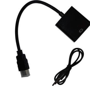 Μετατροπέας Mini HDMI Male σε VGA Female με Καλώδιο Aux 3.5mm (NG-HDMI-VGA-02) - Χρώμα: Μαύρο