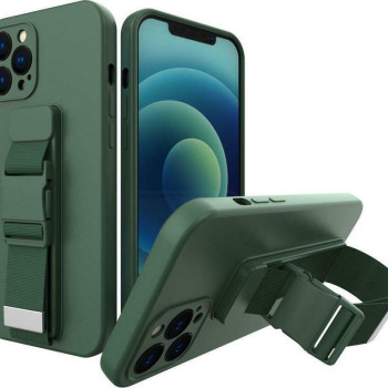 Θήκη Σιλικόνης Πλάτης & Κάμερας Προστασίας με Ζώνη για Samsung Galaxy A52 - Χρώμα: Σκούρο Πράσινο