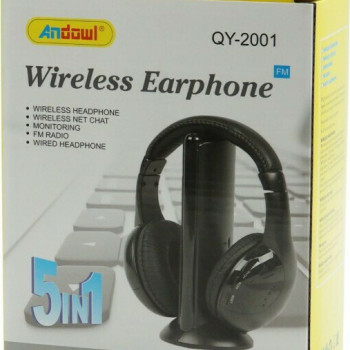 Andowl QY-2001 Ασύρματα Over Ear Ακουστικά Τηλεόρασης - Χρώμα: Μαύρο