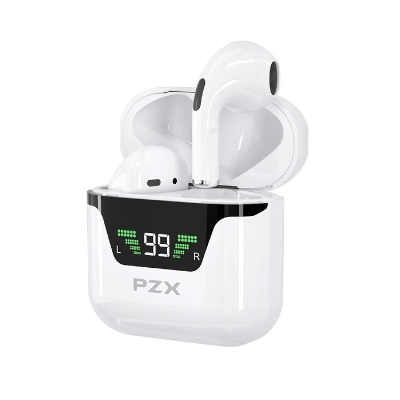 PZX L55 Bluetooth Wireless Earphone In-ear Metal Circle High Sound Quality Earbuds 280mAh Ακουστικά - Χρώμα: Λευκό