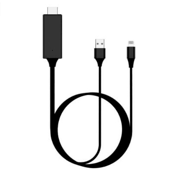 Καλώδιο HDMI Male - Lightning Male / USB-A Male 2m - Χρώμα: Μαύρο