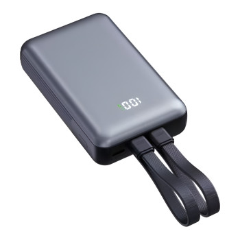 NINE Duo 35W Power Bank Γρήγορης Φόρτισης με Καλώδια Type-C & Lightning 10000mAh - Χρώμα: Μαύρο