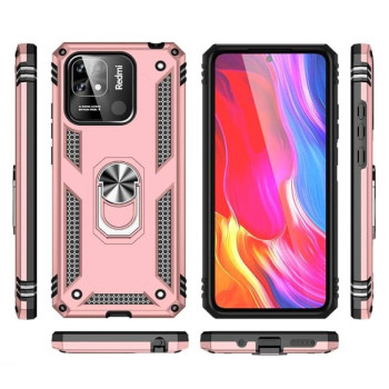 Σκληρή Θήκη Πλάτης Armor με Βάση Στήριξης για Xiaomi Redmi 12C - Χρώμα: Ρόζ Χρυσό