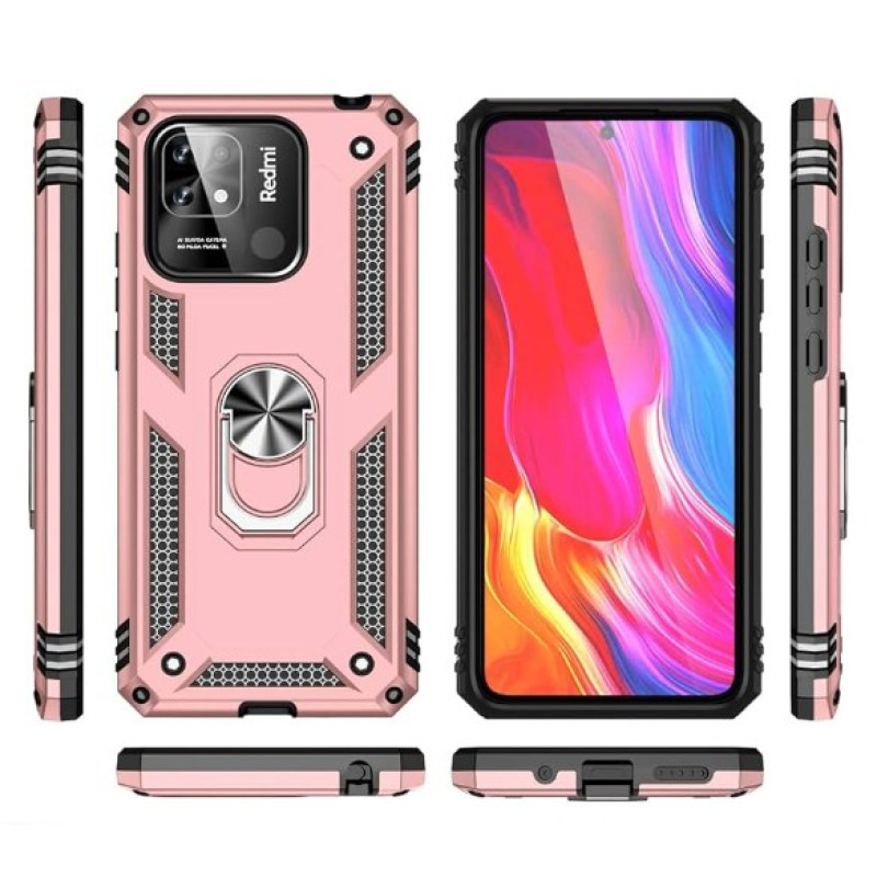 Σκληρή Θήκη Πλάτης Armor με Βάση Στήριξης για Xiaomi Redmi 12C - Χρώμα: Ρόζ Χρυσό