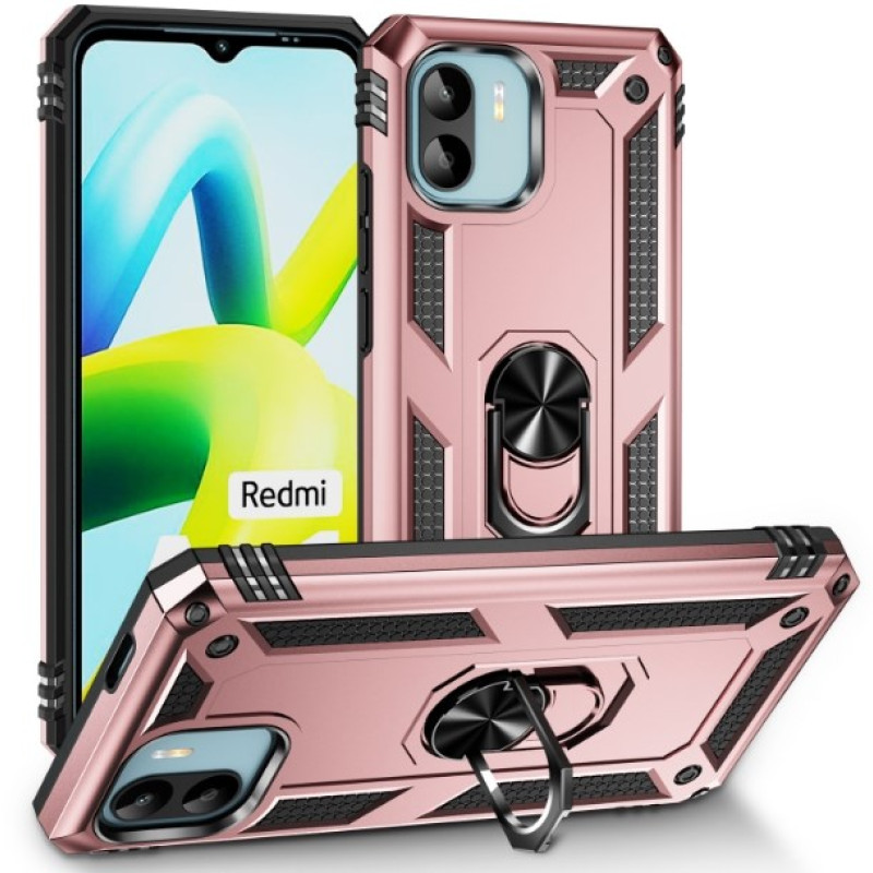 Σκληρή Θήκη Πλάτης Armor με Βάση Στήριξης για Xiaomi Redmi A1/Redmi A2 - Χρώμα: Ρόζ Χρυσό
