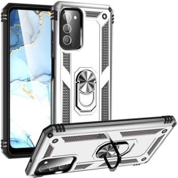 Σκληρή Θήκη Πλάτης Armor με Βάση Στήριξης για Samsung Galaxy A03S - Χρώμα: Ασημί