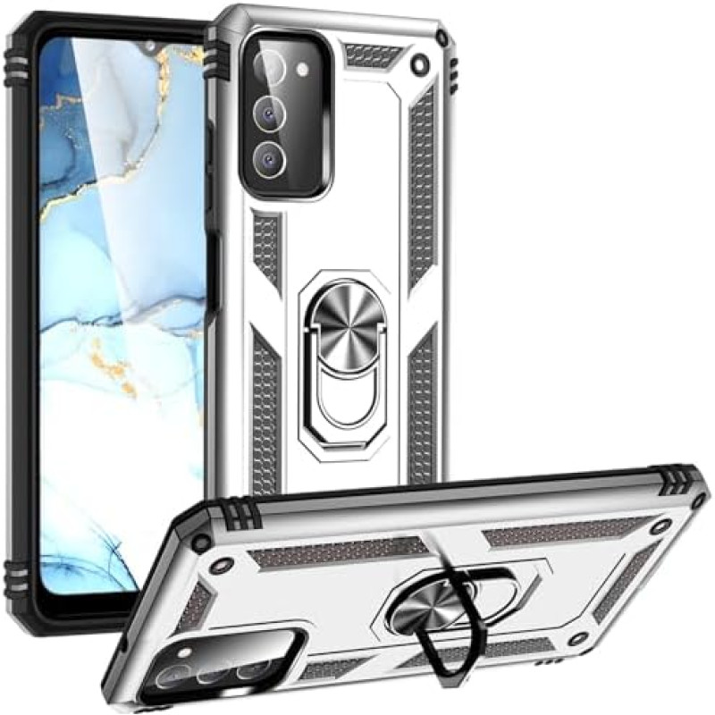 Σκληρή Θήκη Πλάτης Armor με Βάση Στήριξης για Samsung Galaxy A03S - Χρώμα: Ασημί Σκληρή Θήκη Πλάτης Armor με Βάση Στήριξης για Samsung Galaxy A03S - Χρώμα: Ασημί