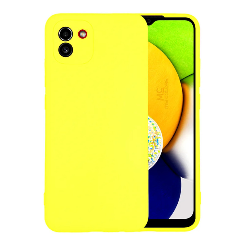 Θήκη Πλάτης Σιλικόνης Απλή με Κάμερα Προστασίας για Samsung Galaxy A03 - Χρώμα: Κίτρινο