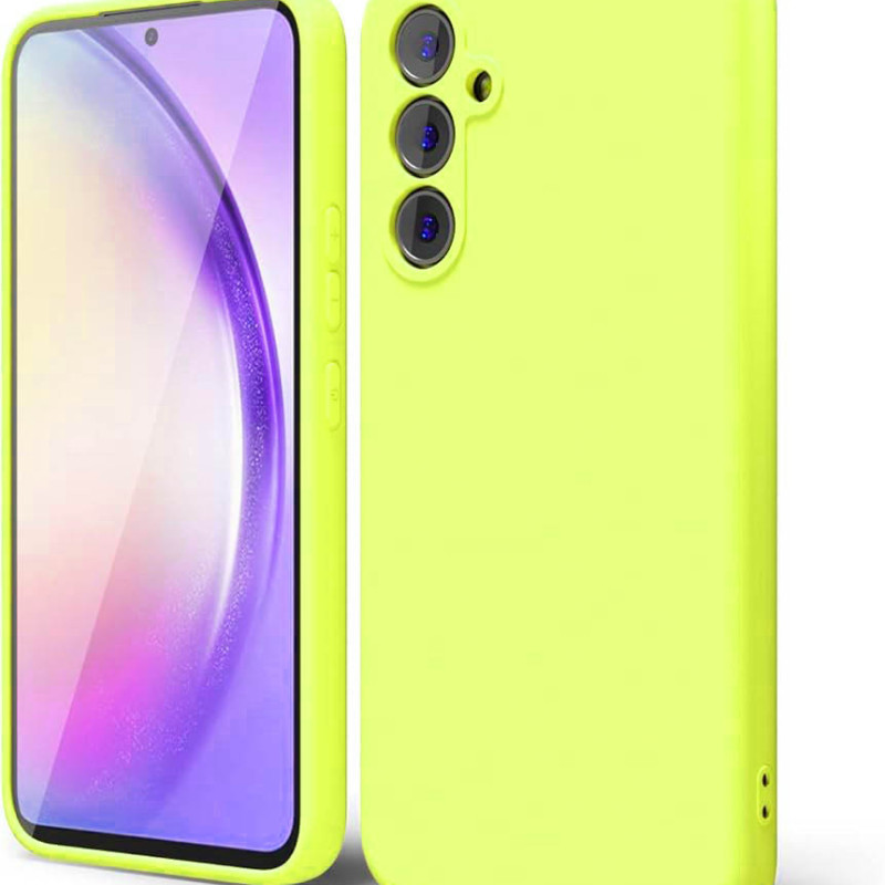 Θήκη Πλάτης Σιλικόνης Απλή για Samsung Galaxy A14 - Χρώμα: Κίτρινο Φωσφοριζέ