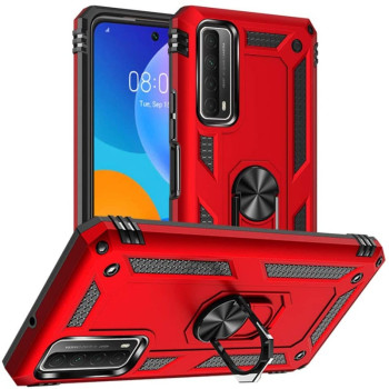 Σκληρή Θήκη Πλάτης Armor με Βάση Στήριξης για Huawei P40 - Χρώμα: Κόκκινο