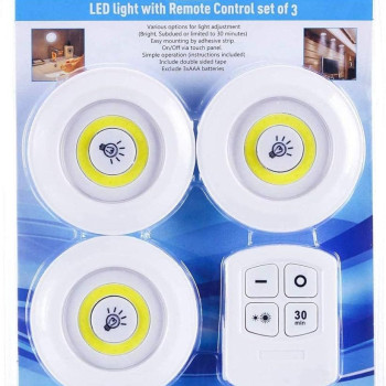 Φωτιστικά LED με Τηλεχειριστήριο & Χρονοδιακόπτη 30 Λεπτών 3τμχ - Χρώμα: Λευκό Φωτιστικά LED με Τηλεχειριστήριο & Χρονοδιακόπτη 30 Λεπτών 3τμχ - Χρώμα: Λευκό