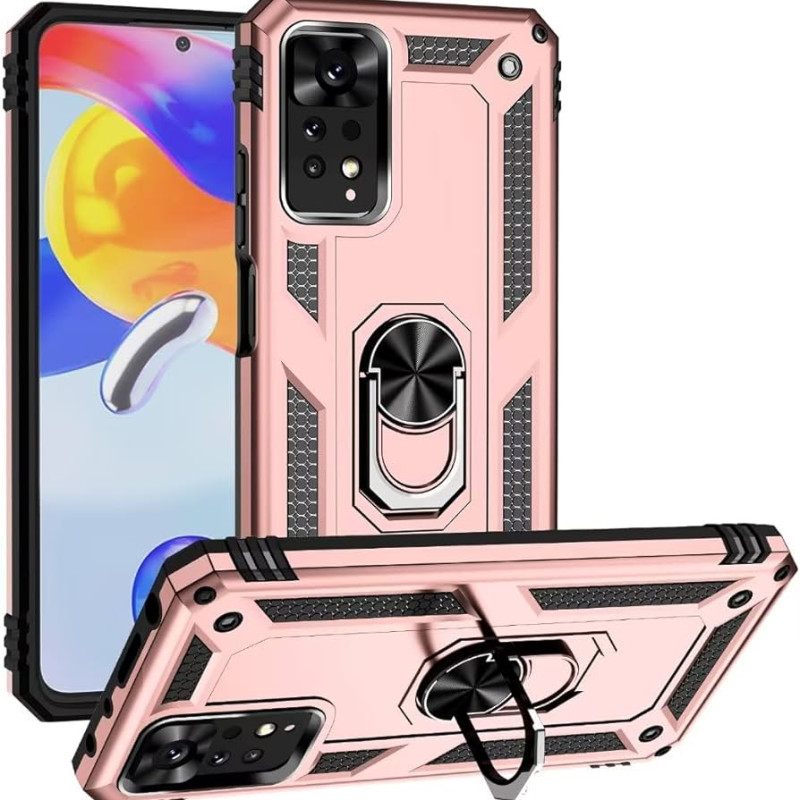 Σκληρή Θήκη Πλάτης Armor με Βάση Στήριξης για Xiaomi Redmi Note 11 Pro - Χρώμα: Ρόζ Χρυσό