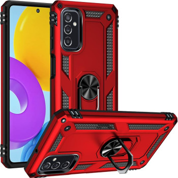 Σκληρή Θήκη Πλάτης Armor με Βάση Στήριξης για Samsung Galaxy M52 - Χρώμα: Κόκκινο