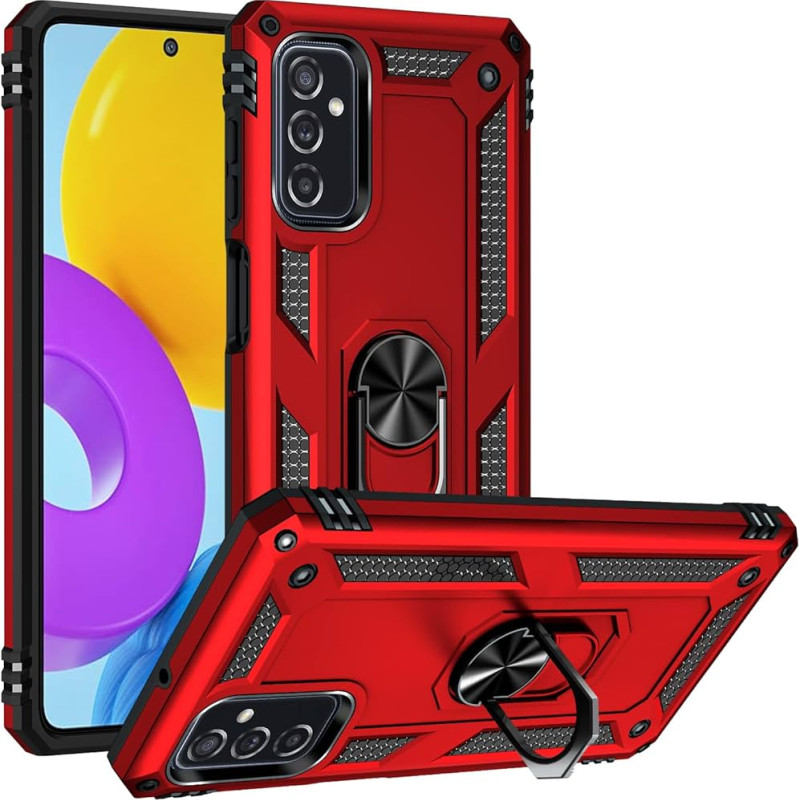 Σκληρή Θήκη Πλάτης Armor με Βάση Στήριξης για Samsung Galaxy M52 - Χρώμα: Κόκκινο