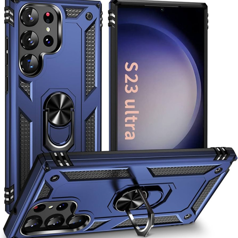 Σκληρή Θήκη Πλάτης με Δαχτυλίδι για Samsung Galaxy S24 Ultra - Χρώμα: Σκούρο Μπλέ