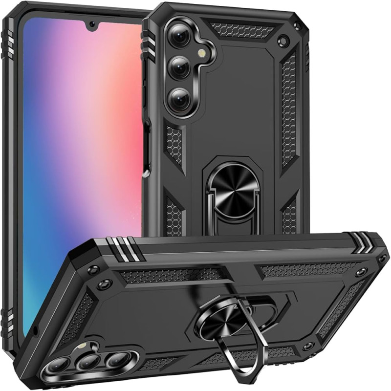 Σκληρή Θήκη Πλάτης Armor με Βάση Στήριξης για Samsung Galaxy A25 - Χρώμα: Μαύρο