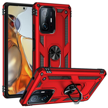 Σκληρή Θήκη Πλάτης Armor με Βάση Στήριξης για Xiaomi Redmi Note 10 Pro - Χρώμα: Κόκκινο