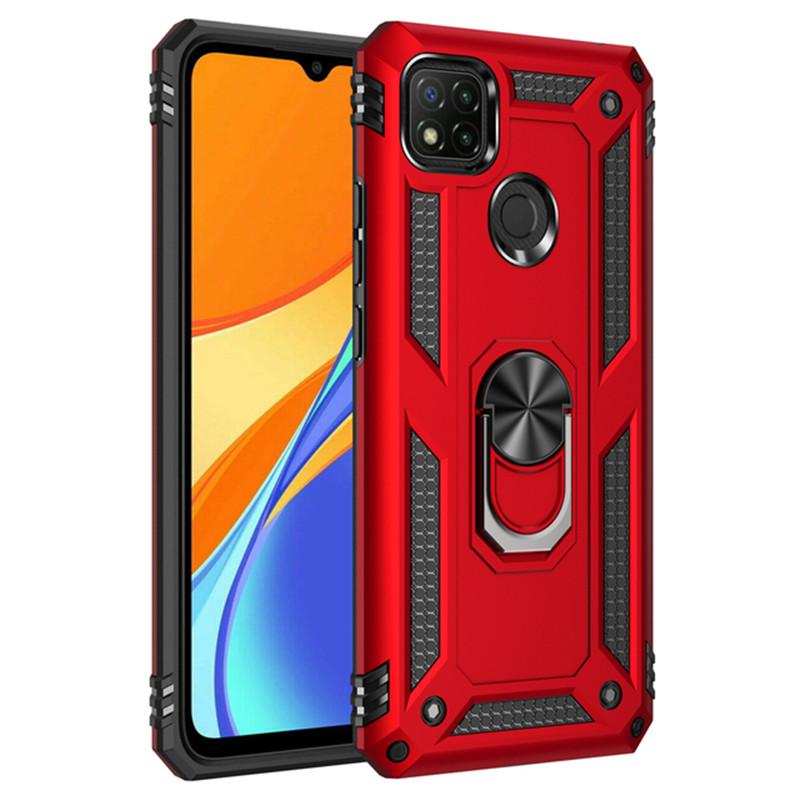 Σκληρή Θήκη Πλάτης Armor με Βάση Στήριξης για Xiaomi Redmi Note 9T - Χρώμα: Κόκκινο
