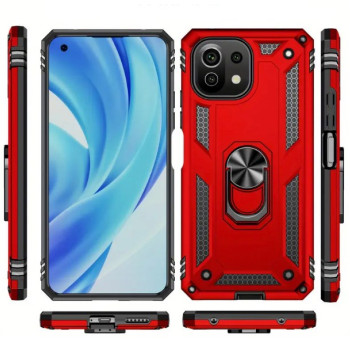 Σκληρή Θήκη Πλάτης Armor με Βάση Στήριξης για Xiaomi Redmi A1/Redmi A2 - Χρώμα: Κόκκινο