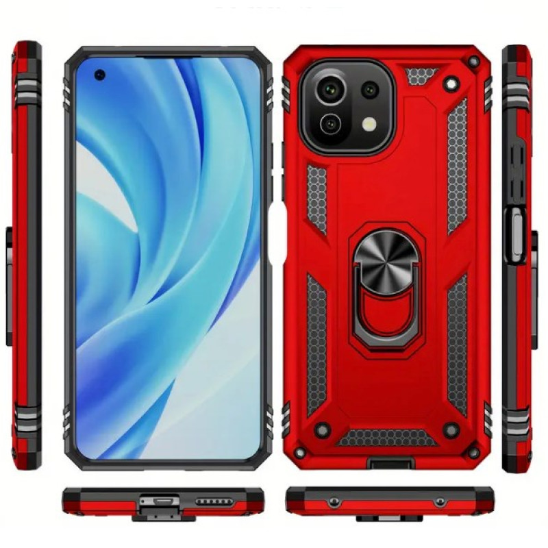 Σκληρή Θήκη Πλάτης Armor με Βάση Στήριξης για Xiaomi Redmi A1/Redmi A2 - Χρώμα: Κόκκινο