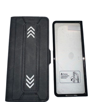 Θήκη Βιβλίο με Κλίπ Δερματίνη Σετ με Τζαμάκι και Υποδοχή S PEN για  Samsung Galaxy Z Fold 4 Χρώμα: Μαύρο