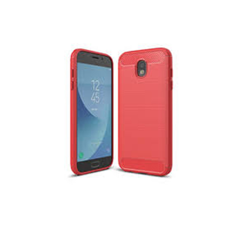 Θήκη Πλάτης Σιλικόνης Carbon για Samsung Galaxy J5 2017 - Χρώμα: Κόκκινο