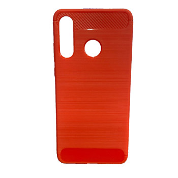 Θήκη Πλάτης Σιλικόνης Carbon για Huawei P30 Lite - Χρώμα: Κόκκινο