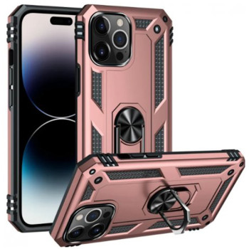Σκληρή Θήκη Πλάτης Armor με Βάση Στήριξης για iPhone 15 Plus - Χρώμα: Ροζ Χρυσό