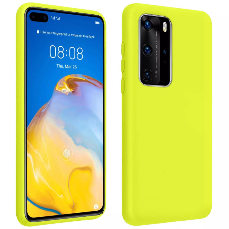 Θήκη Πλάτης Σιλικόνης Απλή για Huawei P40 - Χρώμα: Φωσφοριζέ Κίτρινο