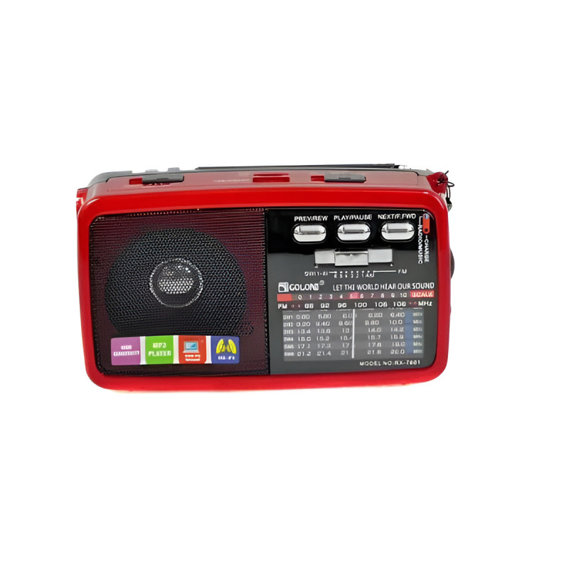 Φορητό Ραδιόφωνο Μπαταρίας με USB RX-7600 - Χρώμα: Κόκκινο