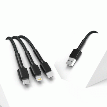 PZX V136 Καλώδιο Φόρτισης & Μεταφοράς Δεδομένων 3 in 1 USB σε Lightning / Type-C / Micro USB 3.1A 1.2m - Χρώμα: Μαύρο PZX V136 Καλώδιο Φόρτισης & Μεταφοράς Δεδομένων 3 in 1 USB σε Lightning / Type-C / Micro USB 3.1A 1.2m - Χρώμα: Μαύρο