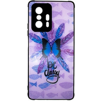 Θήκη Πλάτης Πλαστική με Σχέδια για Xiaomi Mi 11T 5G - Χρώμα: Μωβ με Πεταλούδα