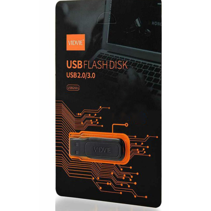 VIDVIE USB2601 Driver USB 2.0 3.0 Flash Disk Pendrive 32GB - Χρώμα: Μαύρο