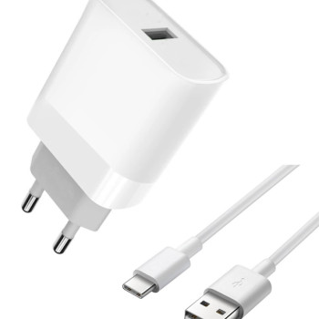Γρήγορος Φορτιστής για SmartPhone με 1 USB Θύρα & Καλώδιο USB-A σε Type-C 45W - Χρώμα: Άσπρο Γρήγορος Φορτιστής για SmartPhone με 1 USB Θύρα & Καλώδιο USB-A σε Type-C 45W - Χρώμα: Άσπρο