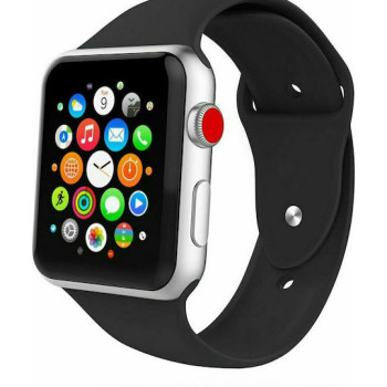 Smoothband Λουράκι Σιλικόνης με Pin για Apple Watch 42 / 44 / 45 / 49mm - Χρώμα: Μαύρο