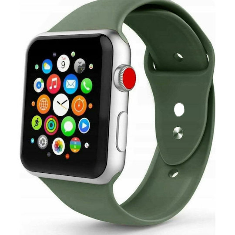 Smoothband Λουράκι Σιλικόνης με Pin για Apple Watch 42 / 44 / 45 / 49mm - Χρώμα: Σκούρο Πράσινο