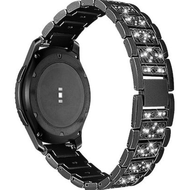 Μεταλλικό Λουράκι Strass Pattern για Apple Watch 42 / 44 / 45mm - Χρώμα: Μαύρο