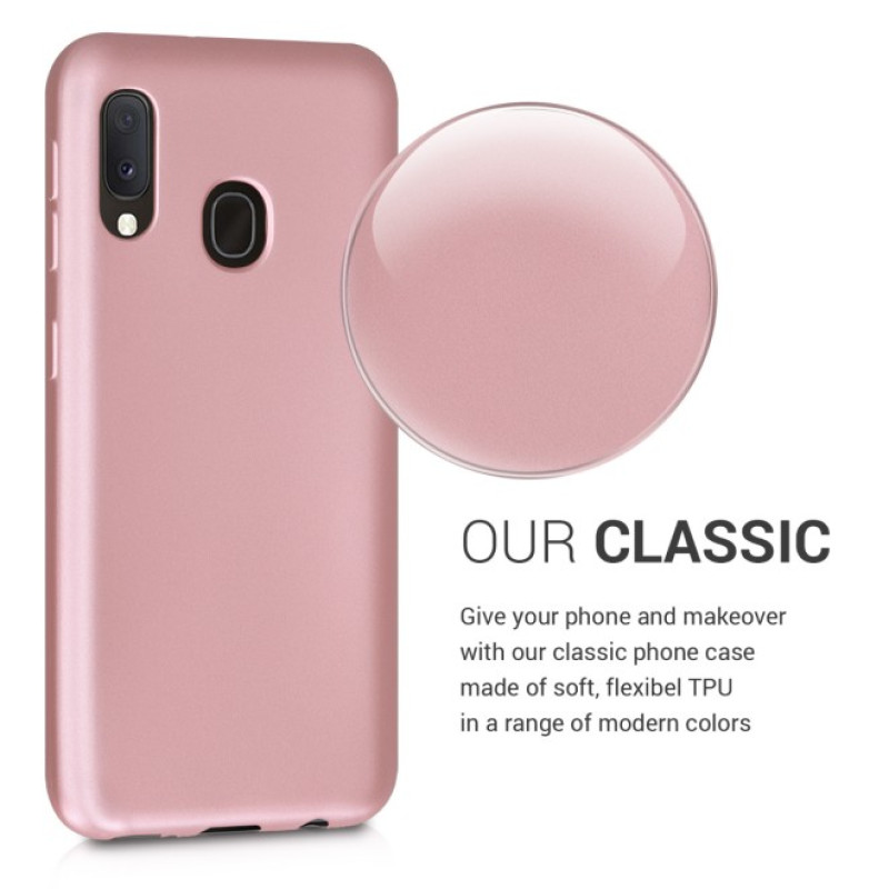 Θήκη Πλάτης Σιλικόνης Soft για Samsung Galaxy A20E - Χρώμα: Ρόζ Χρυσό
