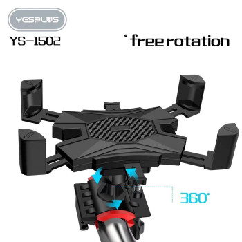 YESPLUS YS-1502 Περιστρεφόμενη 360° Βάση για Kινητά Mοτοσυκλέτας & Ποδηλάτων - Χρώμα: Μαύρο