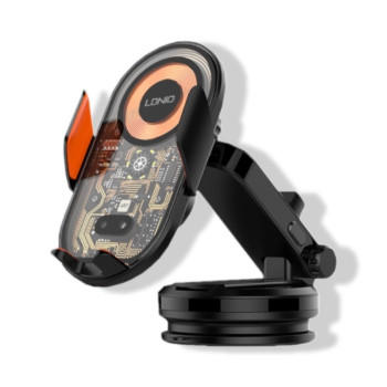 LDNIO MA30-1 Βάση Κινητού Αυτοκινήτου με Βεντούζα & Ασύρματη Φόρτιση 15W - Χρώμα: Μαύρο