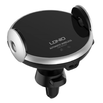 LDNIO MA02 Βάση Κινητού Αυτοκινήτου με Ρυθμιζόμενα Άγκιστρα & Ασύρματη Φόρτιση 15W - Χρώμα: Μαύρο