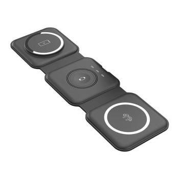 O-Lonnie HD-02 Επιτραπέζια Αναδιπλούμενη Βάση Ασύρματης Φόρτισης 3-σε-1 15W Φόρτιση - Χρώμα: Μαύρο