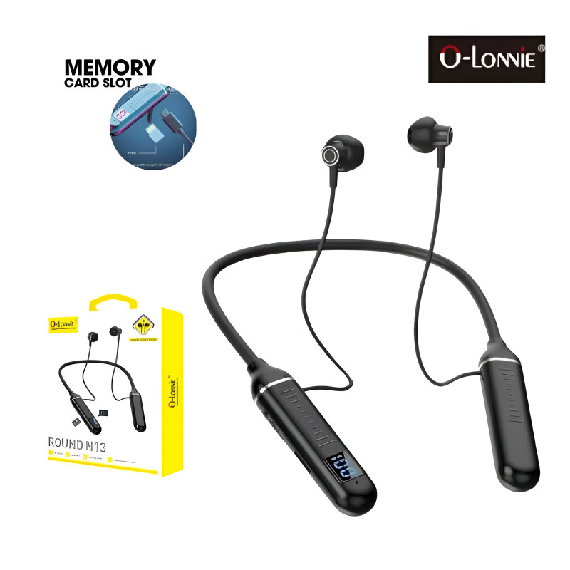 O-LONNIE N13 In-ear Bluetooth Handsfree Ακουστικά με Αντοχή στον Ιδρώτα & Υποστήριξη Κάρτα Μνήμης - Χρώμα: Μαύρο