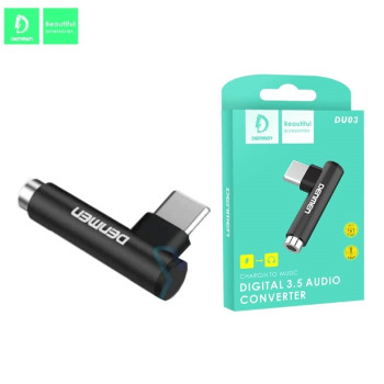 VDENMENV DU03 Μετατροπέας Type-C Male σε Audio Jack 3.5mm Female - Χρώμα: Μαύρο