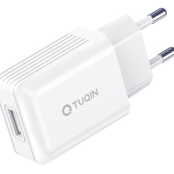 TUQIN QE44 Φορτιστής με Θύρα USB-A & Καλώδιο USB-A σε Type-C Γρήγορης Φόρτισης 1m - Χρώμα: Λευκό